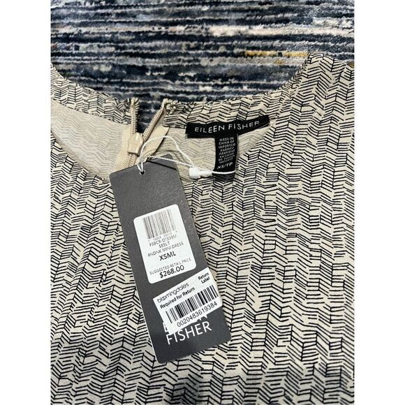 Eileen Fisher NWT BROKEN CHEVRON TENCEL VISCOSE dress size XS - Picture 5 of 8